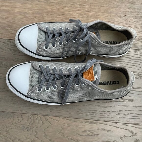 Converse All Star Casual Lo Cut Lace Up Textile Sneakers Grey + White Sz 8.5M - Picture 6 of 12